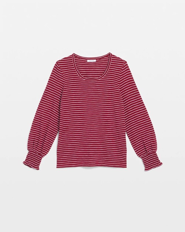 Smocked-Sleeve Cotton-Slub Tee - image 5
